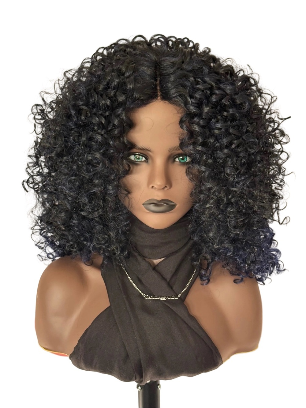 Naturali Star 3B Ronda “Put On & Go” Blue Rage Color 💙🖤 Curly Wig
